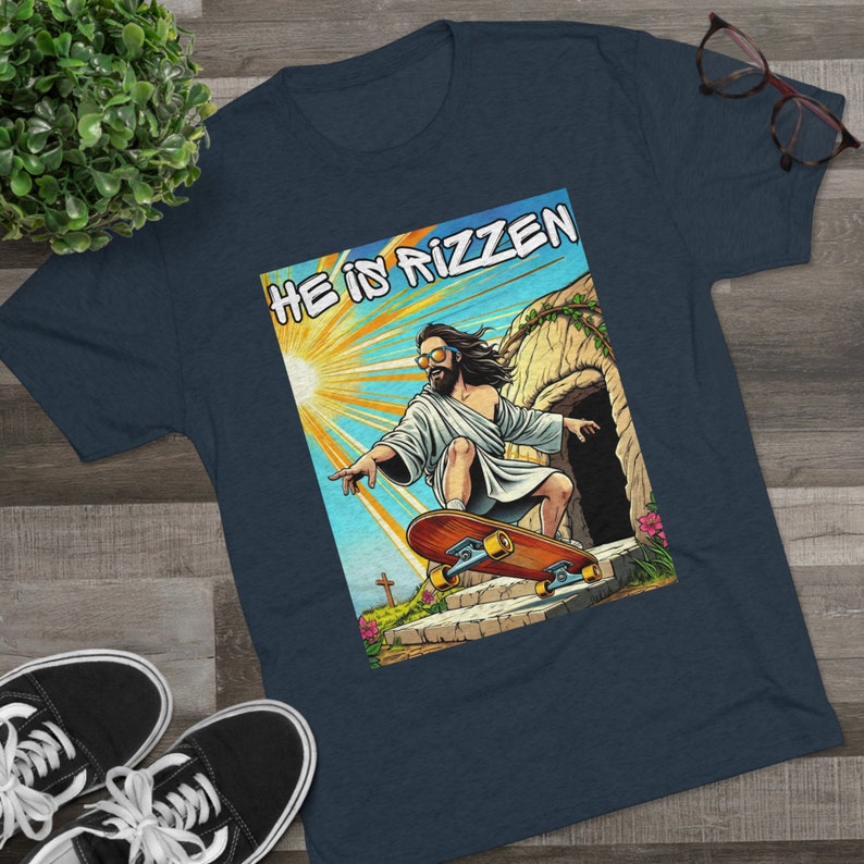 Funny He is Risen Meme Tshirt Easter Shirt He is Rizzin' Meme Shirt