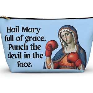 Hail Mary Punch der Teufel im Gesicht Rosenkranz Kapelle Schleier Tasche katholische Federmäppchen Jungfrau Maria RCIA Christian Stationary Guadalupe
