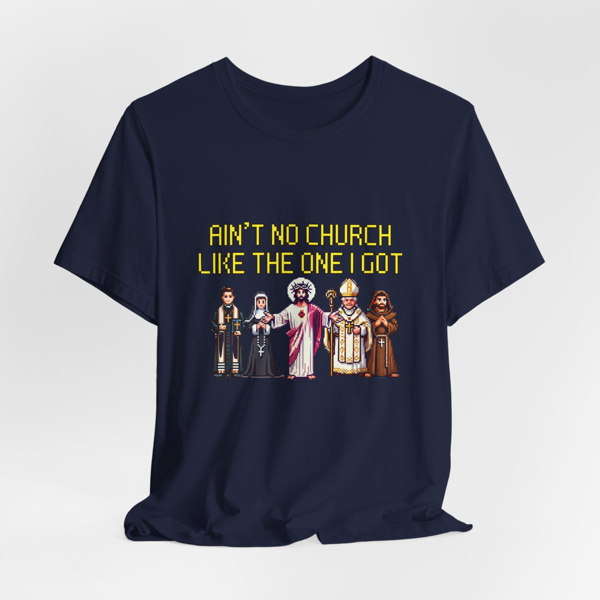 アンノウン パロディT教会Tキリスト教T ビンテージ レトロゲームイエスTシャツ、カトリックの司祭修道女僧侶教皇、私が