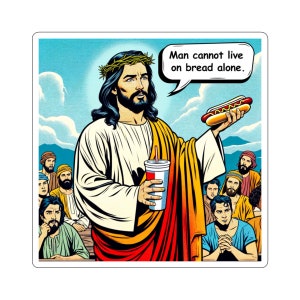 Pegatina divertida de Jesús Glizzy, pegatina de Meme The Holy Hotdog para campamento juvenil VBS, pegatina de Humor de iglesia, pegatina para álbum de recortes, botella, portátil