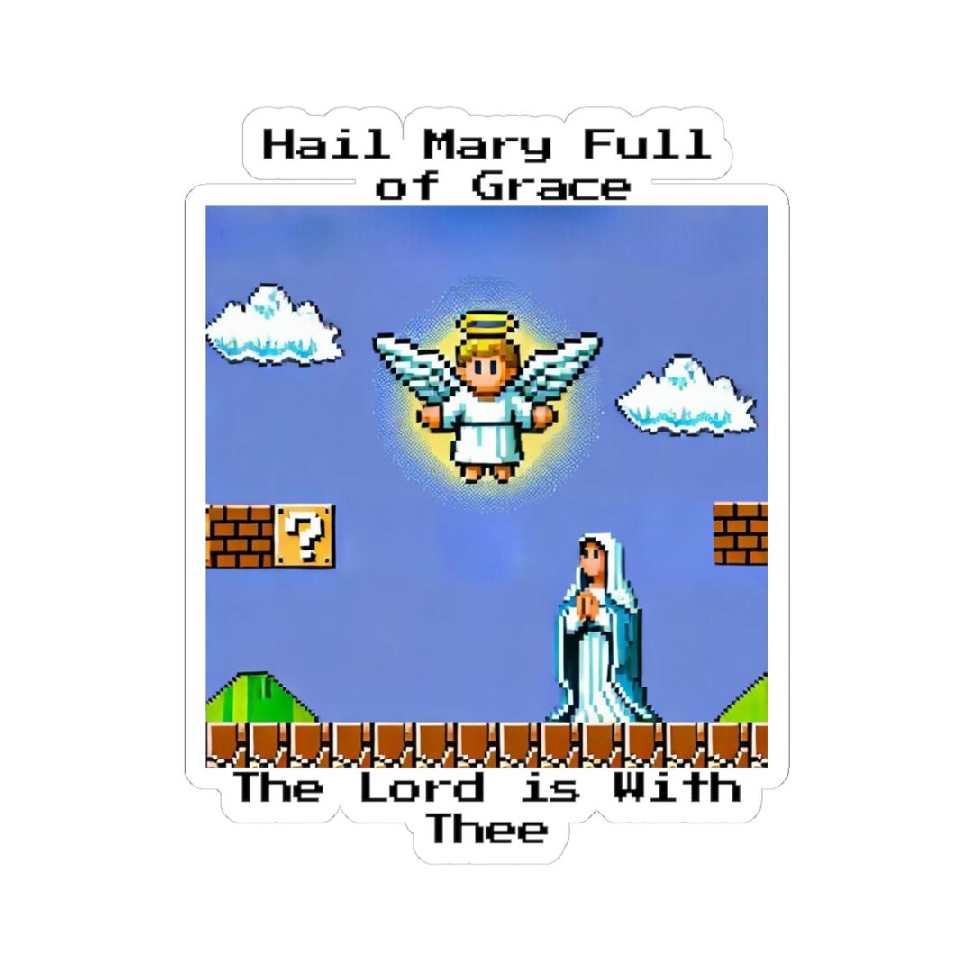 レトロなエンジェルステッカー、宗教的なビニールデカール、ゲームノスタルジアの装飾、ノートパソコンに最適、ゲーマーや信者へのギフト - Etsy 日本, image size:1080x1080