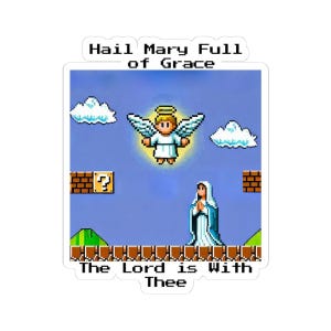Retro Engel Aufkleber, religiöser Vinylaufkleber, Gaming-Nostalgie-Dekor, perfekt für Laptops, Geschenke für Gamer und Gläubige