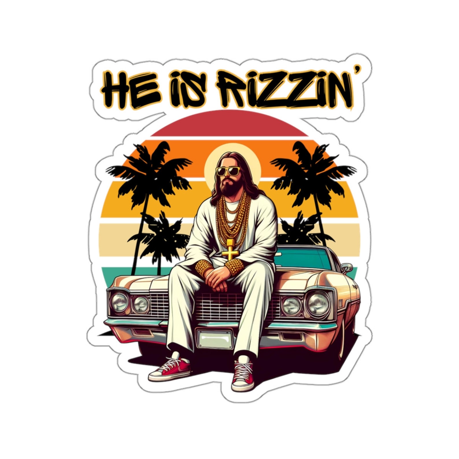 He Is Rizzen Sticker He is Risen Jesus Sticker Savior is Rizzin VBS Church Camp Dunk on the ...