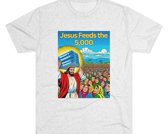 Camiseta Engraçada Jesus Meme Alimenta os 5000