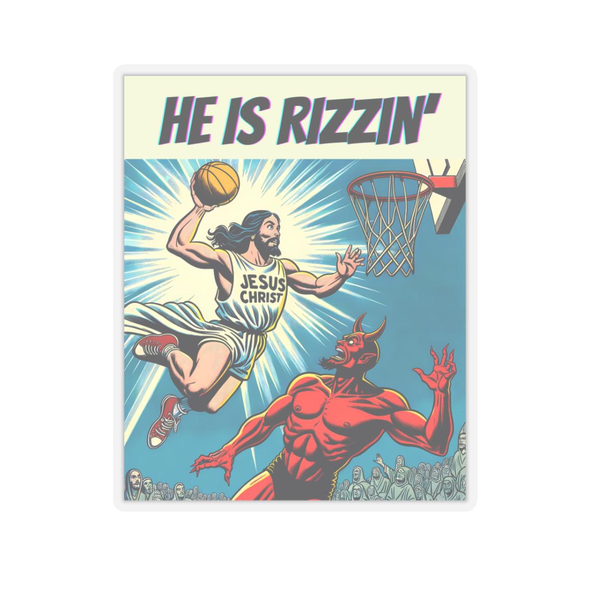 He is Rizzin' Sticker Jesus Has Risen Indeed Decal Funny Christian