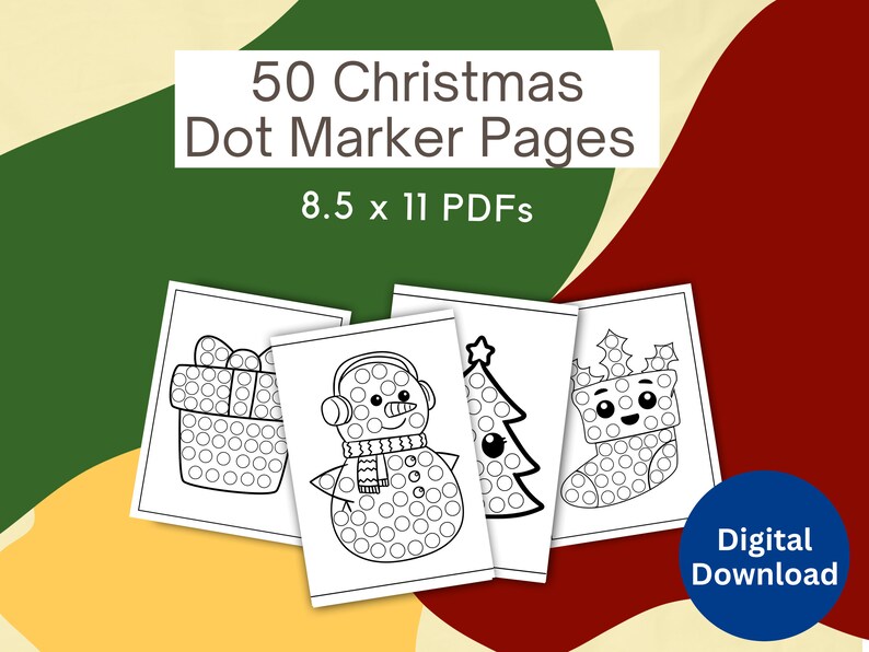 50 Christmas Dot Marker Coloring Pages for Toddlers (printable PDF ...