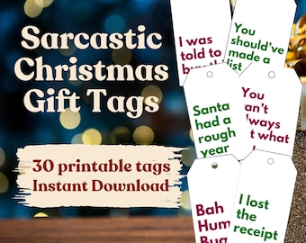Lustige druckbare Weihnachtsgeschenkanhänger - 30 sarkastische Erwachsenen Humor Tags, sofortiger digitaler Download, profane Weihnachtsgeschenkanhänger