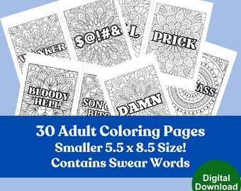 30 Swear Word Adult Coloring Pages: Relaxing Designs (PDF & PNG) Cuss Word Design Fast Easy Coloring Snarky Design