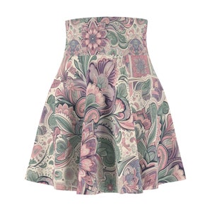 Floral Colors, Patterned Weistband, Authentic Pattern, Stylish And Comfortable, Soft Touch, Woman Best Gift, Women&#39;s Skater Skirt (AOP)