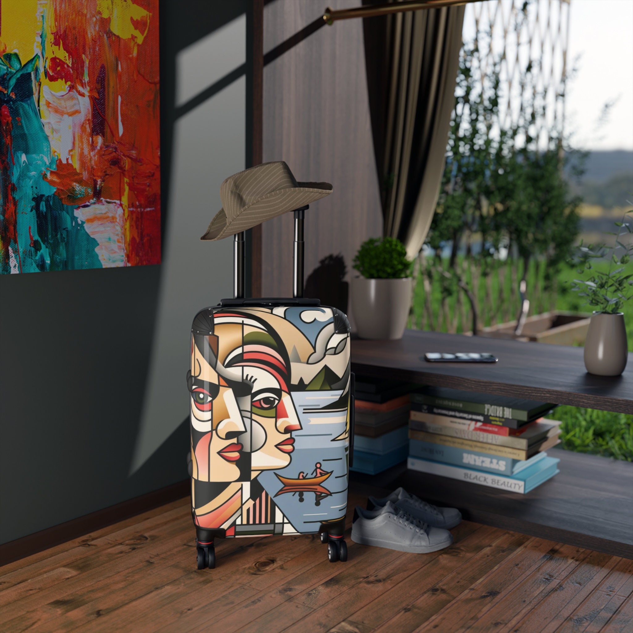 Stylish Cubism Style Travel Box Suitcase With Wheels - Etsy