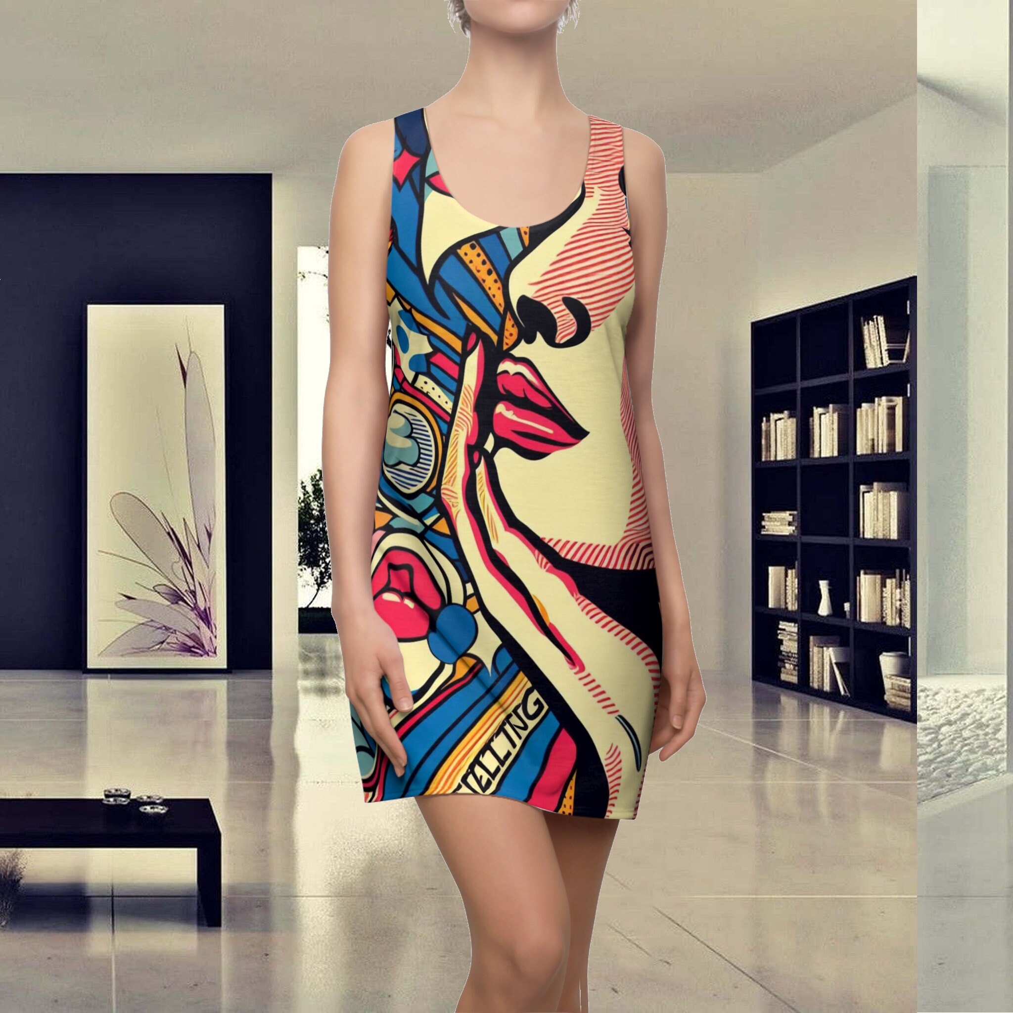 strapless open back dress Amanda Pop Art Print Dress by Dolly and Dotty  Minimum Mouse