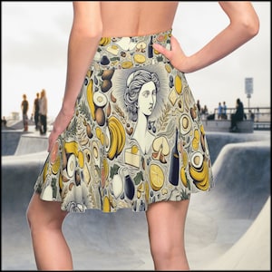 Floral Colors, Patterned Weistband, Authentic Pattern, Stylish And Comfortable, Soft Touch, Woman Best Gift, Women&#39;s Skater Skirt (AOP)