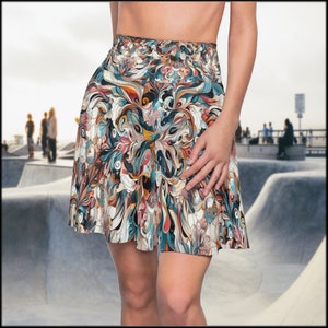 Floral Colors, Patterned Weistband, Authentic Pattern, Stylish And Comfortable, Soft Touch, Woman Best Gift, Women&#39;s Skater Skirt (AOP)