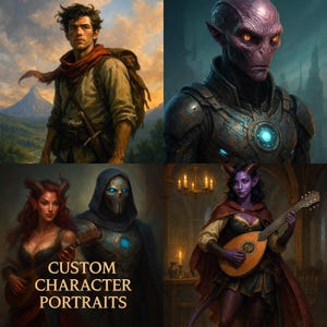 Custom Fantasy Character Art Commission: D&D Portrait + Editable Character Sheet (PDF