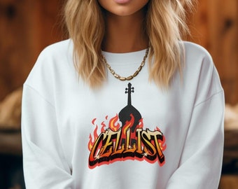 Cello speler Sweatshirt cadeau voor cellist muziekleraar ronde hals cello muzikant orkest cadeau voor muziek afstuderen college student cello Tee
