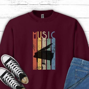 Piano Sweatshirt Gift for Piano Player Crewneck Sweatshirt Pianist Gift for Music Teacher Piano Retro Sweatshirt Musician Gift Piano Shirt
