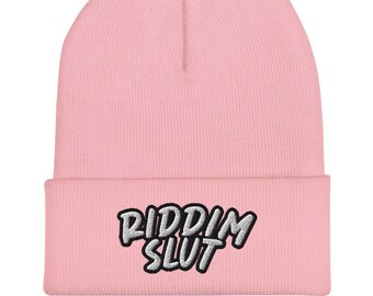 Riddim Slut Cuffed Beanie / Riddim Winter Hat / Riddim Beanie / Unisex Dubstep Beanie / Unisex Riddim Winter Hat