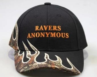 Ravers Anonymous 2.0 / Camo Flame EDM Rave Adjustable Hat