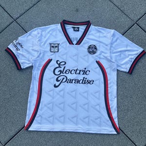 Electric Paradise Jersey (White) / Unisex EDM Festival Jersey / Dubstep Jersey / Rave Soccer Jersey