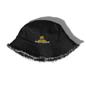 Subtronics Distressed denim bucket hat / Subtronics bucket hat / Subtronics festival hat / Cyclops Army bucket hat