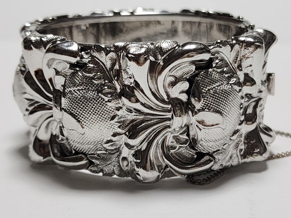 Whiting & Davis Cuff Bracelet Silver Tone Baroque… - image 2