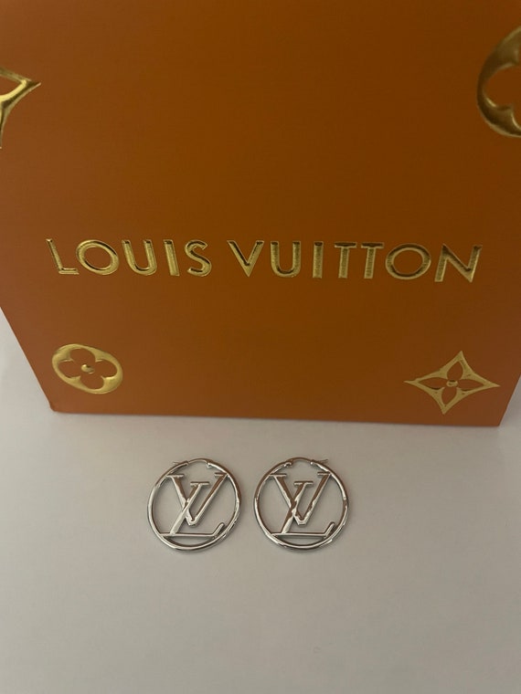 Louis Vuitton Silver Tone Hoop Earrings authentic