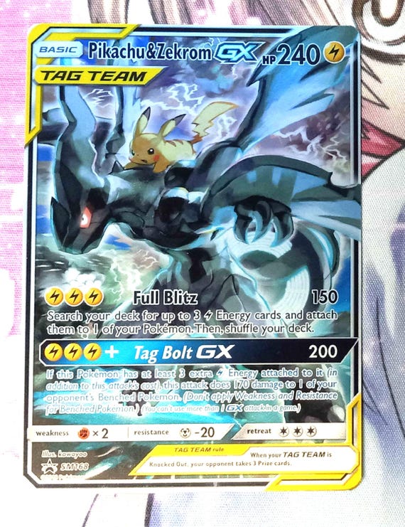 Pikachu & Zekrom GX SM168 - SM Promos Tag Team Proxy Pokemon TCG