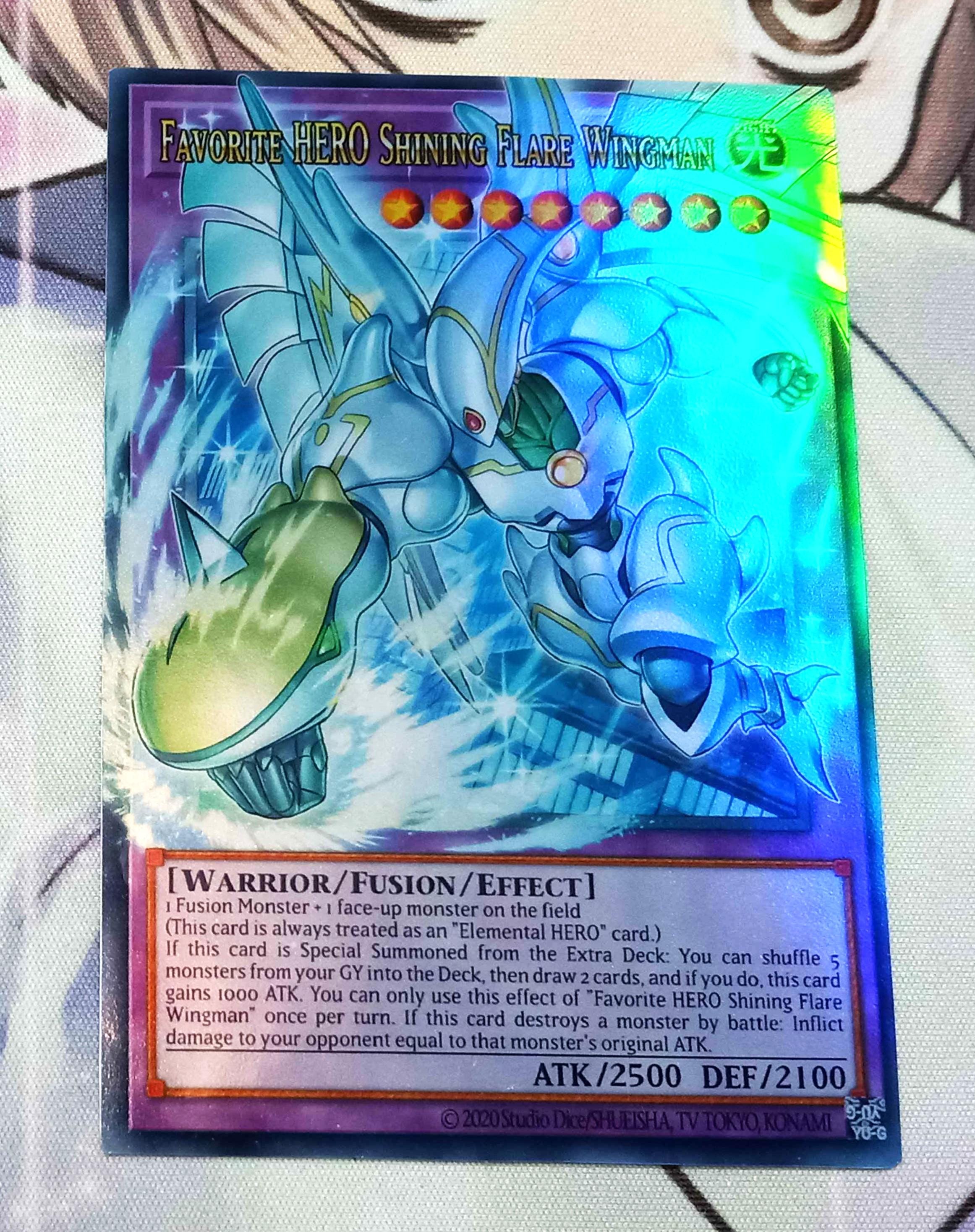 favorite hero yugioh card Favorite HERO Shining Flame Flare Wingman Full Art Overframe Yugioh Proxy