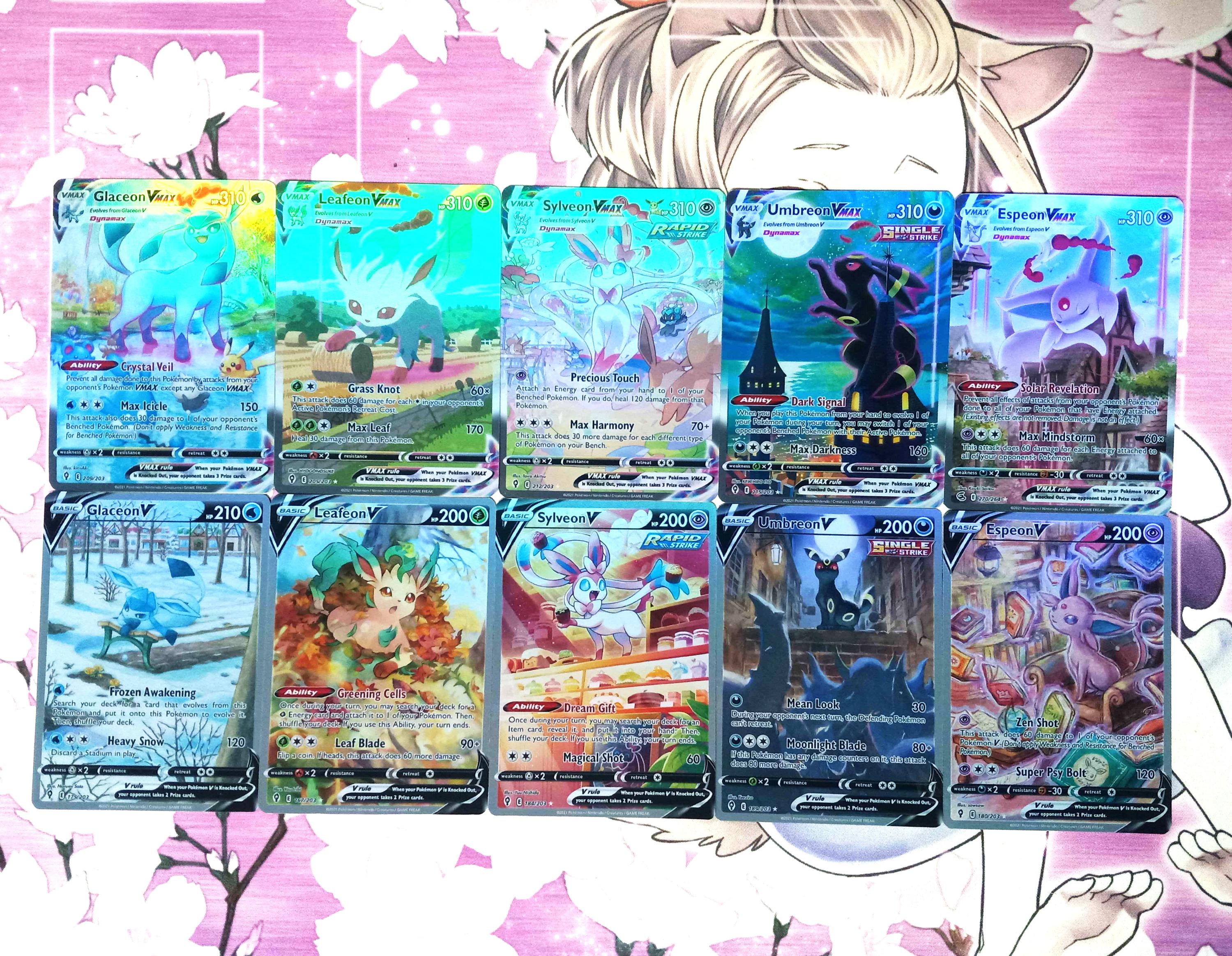 Sylveon Glaceon Leafeon Umbreon Espeon V VMAX 203 Evolving Skies