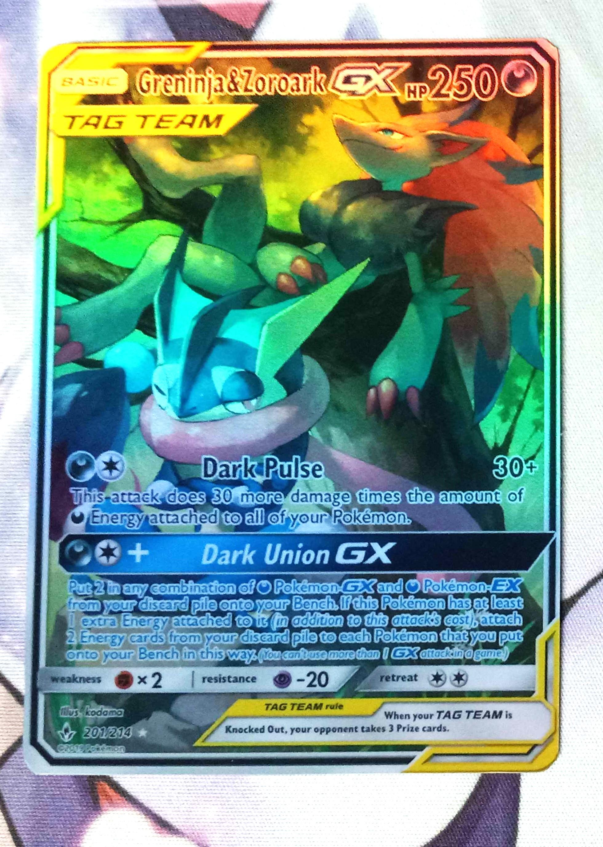 Greninja Zoroark GX Alt Full Art 201/214 Unbroken Bonds Proxy
