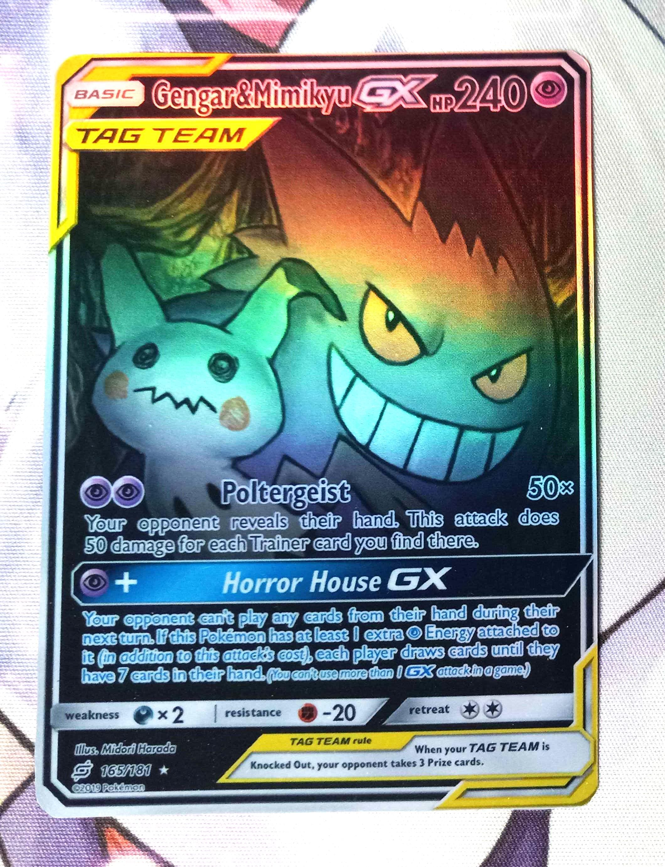 Gengar Mimikyu GX Alt Art 165/181 Team up Proxy Pokemon TCG