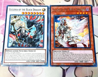 Caído del Dragón Blanco + Ecclesia Black BPRO Proxy Juego de Cartas Yu-Gi-Oh!