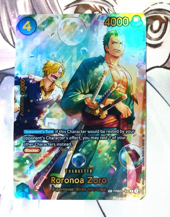 Roronoa Zoro PRB02-006 Promo Alt Proxy One Piece Card Game - Etsy
