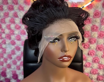 pixie cut Wig for Black Woman Pre Styled Short Human Hair wig