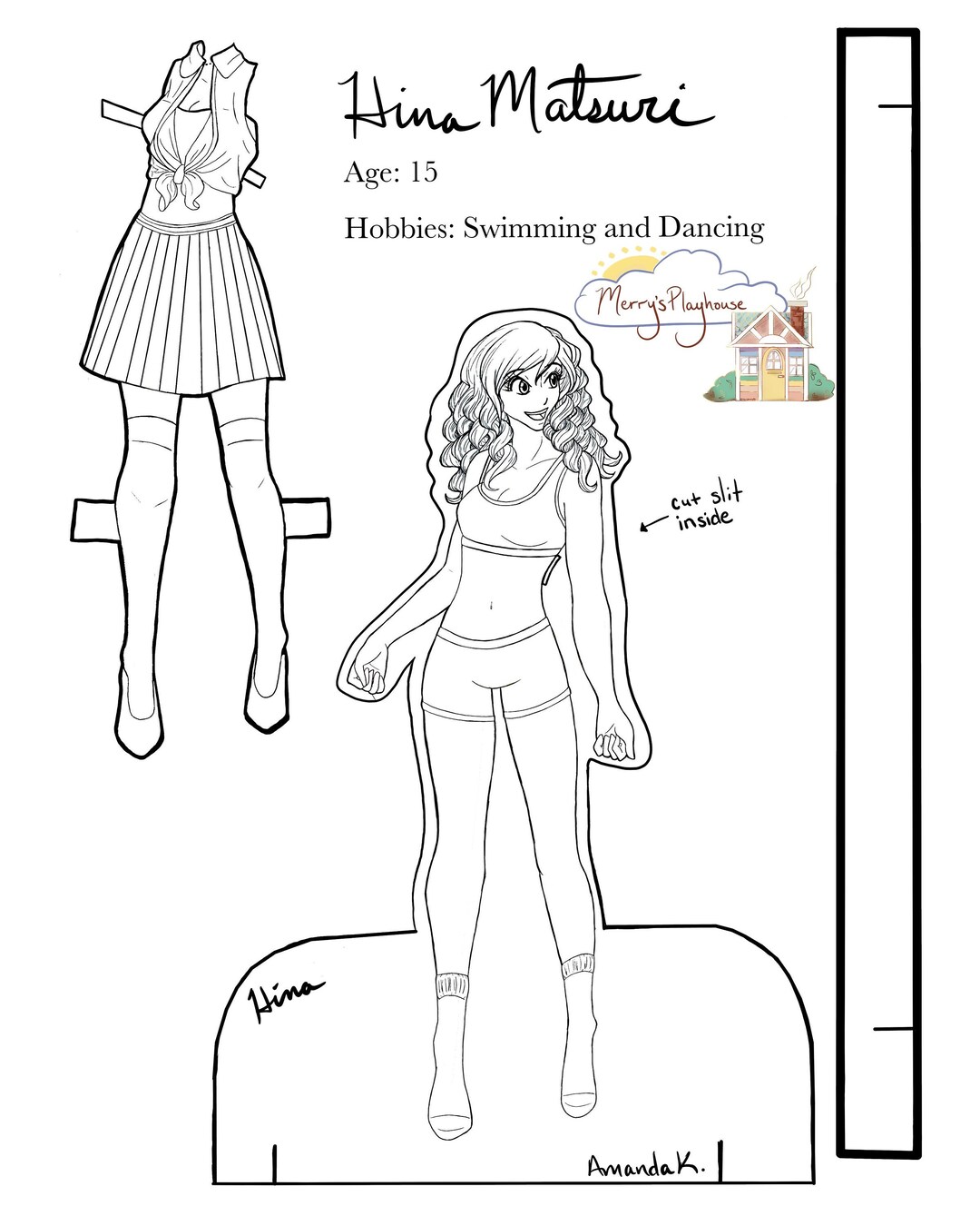 Hina Base Paper Doll Coloring Page - Etsy