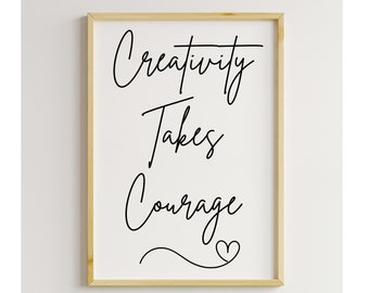 Creative Line Art Digital Wall Art Print, Inspirational Creative Printable Wall Quote ,Black & White Printable Motivational Art Print