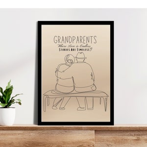 Grandparent inspirational Digital Wall Art, Where Love is Endless, Stories are Timeless  Heartfelt Quote, Meaningful Gift for Grandparents,