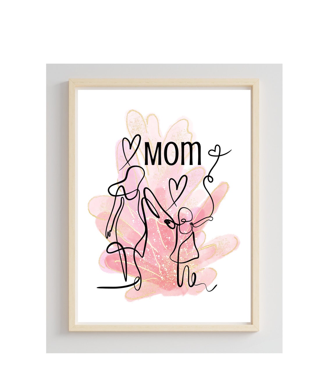 Mother & Daughter Line Art Printable, Digital Download, Minimalist Wall ...