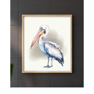 Pelican Art Digital Wall Print,Coastal Wall Decor, Nautical Wildlife Illustration ,Beach House Decor, Ocean Inspired Digital download
