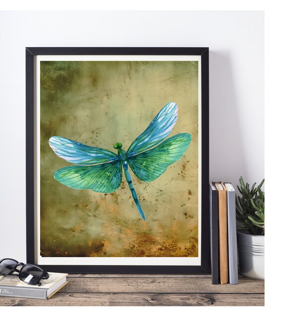 LHDGBWC Tela artistica da parete per soggiorno, decorazione da parete moderna da appendere, 30,5 x 30,5 cm, stampa su tela moderna con libellula, decorazione da parete per camera da letto, bagno