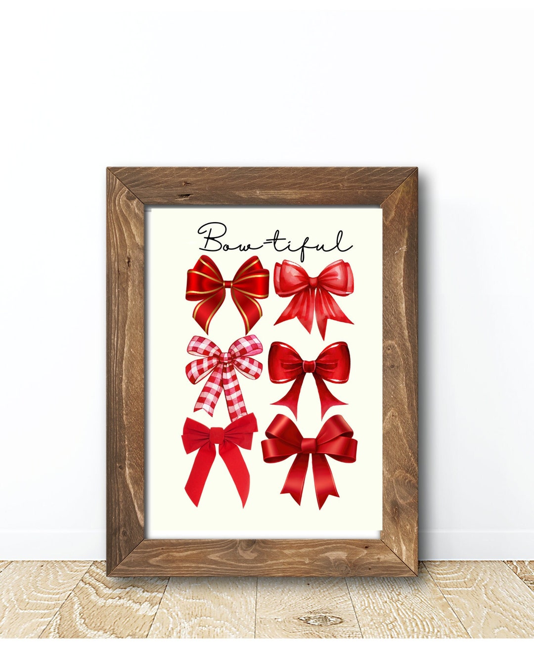 Christmas Red Bows, Festive Bow Printable Wall Art , Holiday Red Ribbon ...