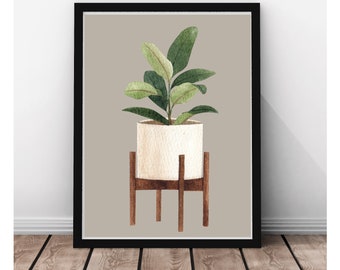 Decoración de arte de pared digital de planta de casa moderna botánica, arte de pared imprimible, diseño de impresión de galería moderna boho, regalo para amantes de las plantas de la casa