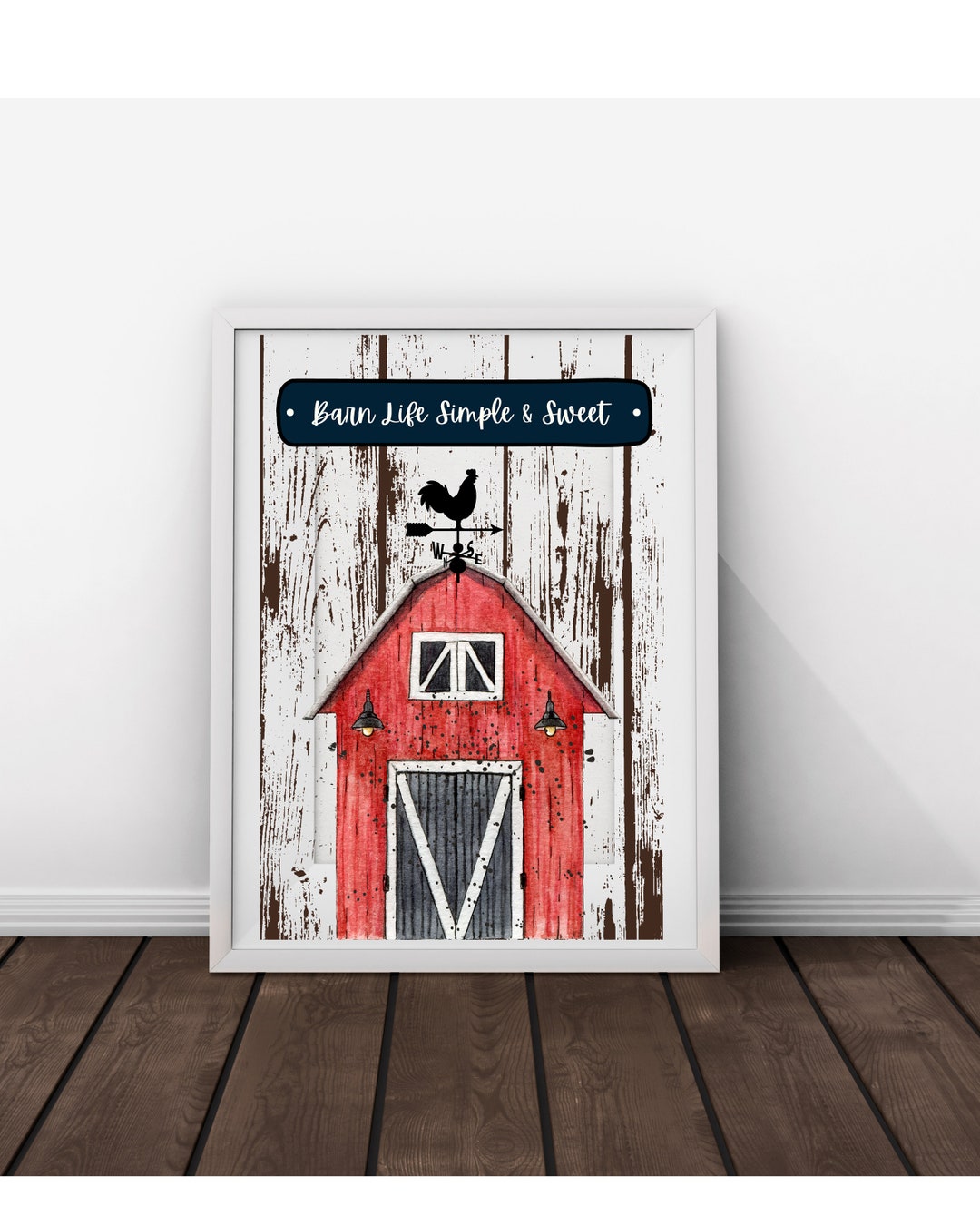 Red Country Barn Digital Wall Art Print, Printable Farmhouse, Rustic ...