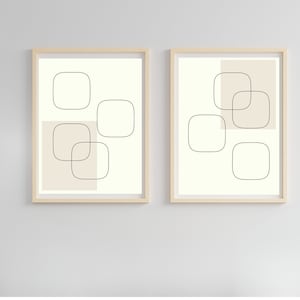 Japandi Neutral Wall Art Printable, Set of 2 prints Square Shape Art, Minimalist Printable Art, Scandinavian Inspired, Modern Home Decor