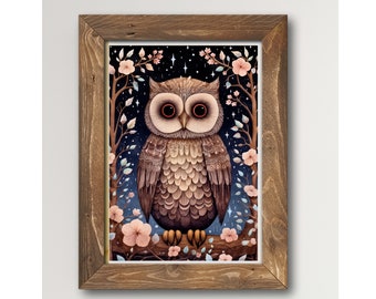 Barn Owl Printable Wall Art, Digital Download Bird Print, Bird lover Wall Art Decor,Owl Print Art Decor, Colorful Modern Abstract Owl Art