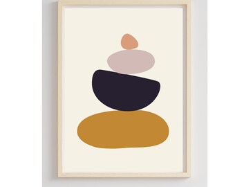 Colorful, Stackable Stones Art Print, Modern Abstract wall Decor , Vibrant Zen Balance Artwork, Digital Download Printable