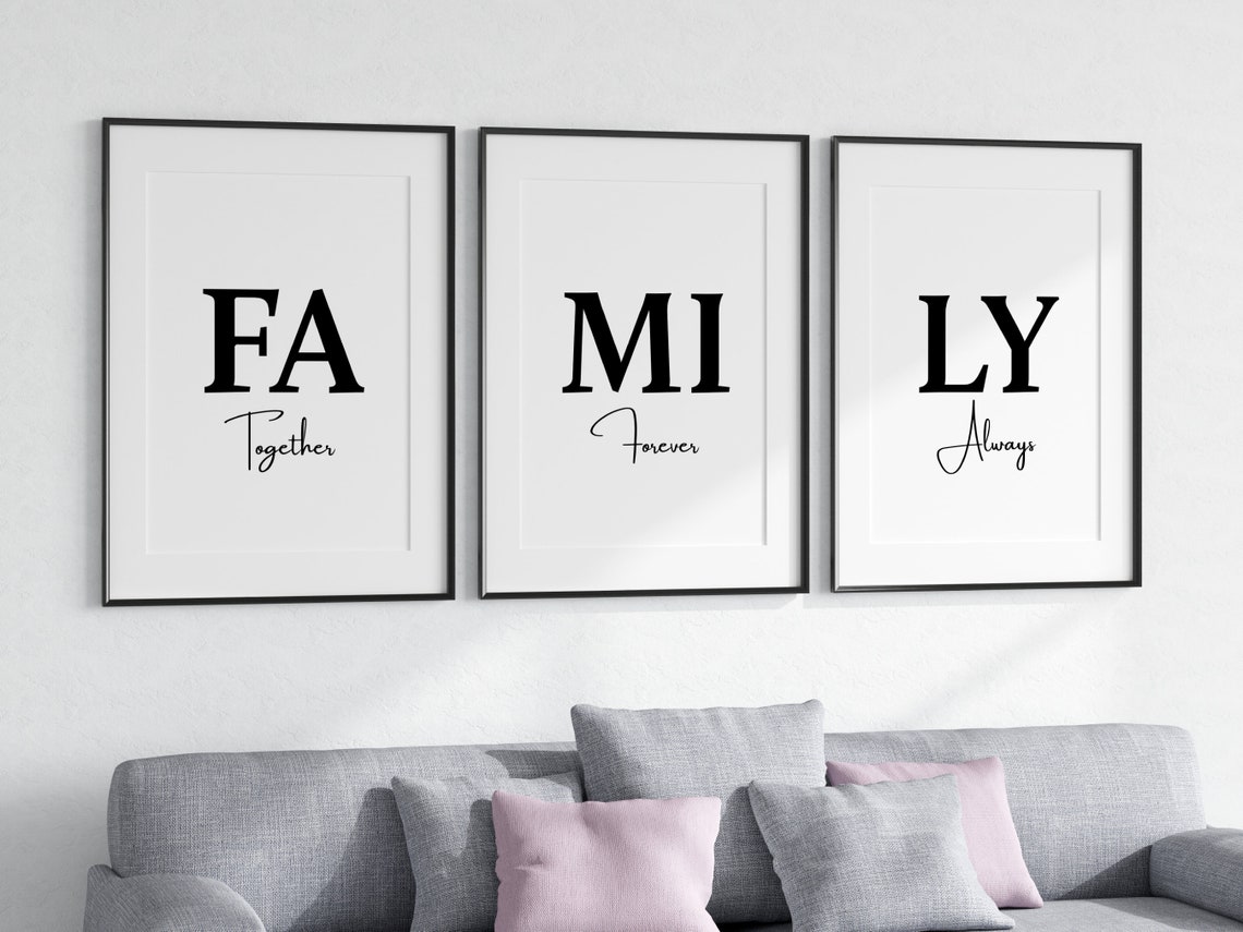Set of 3, Family Print Download, Home Wall Decor, Family, Digital Print ...