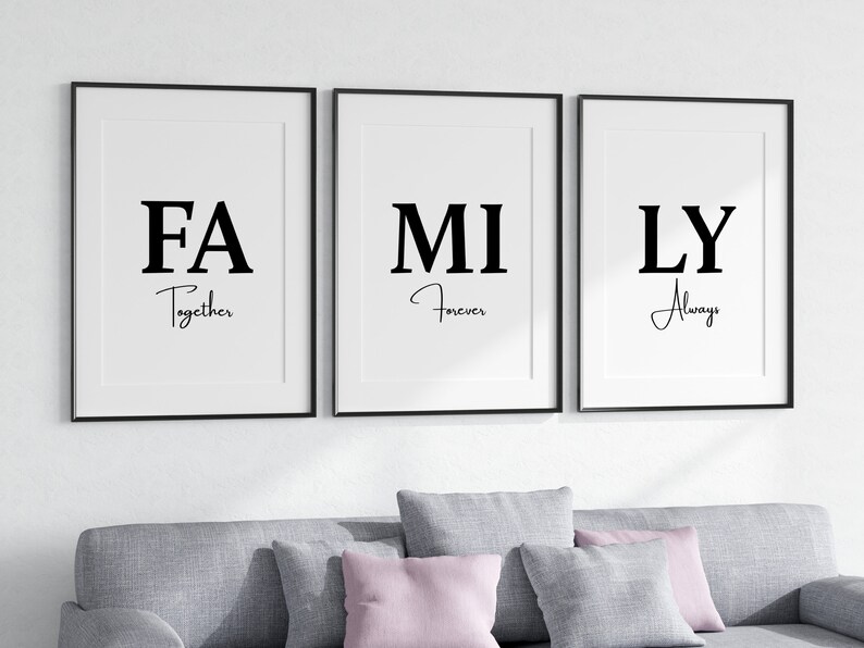 Set of 3, Family Print Download, Home Wall Decor, Family, Digital Print ...
