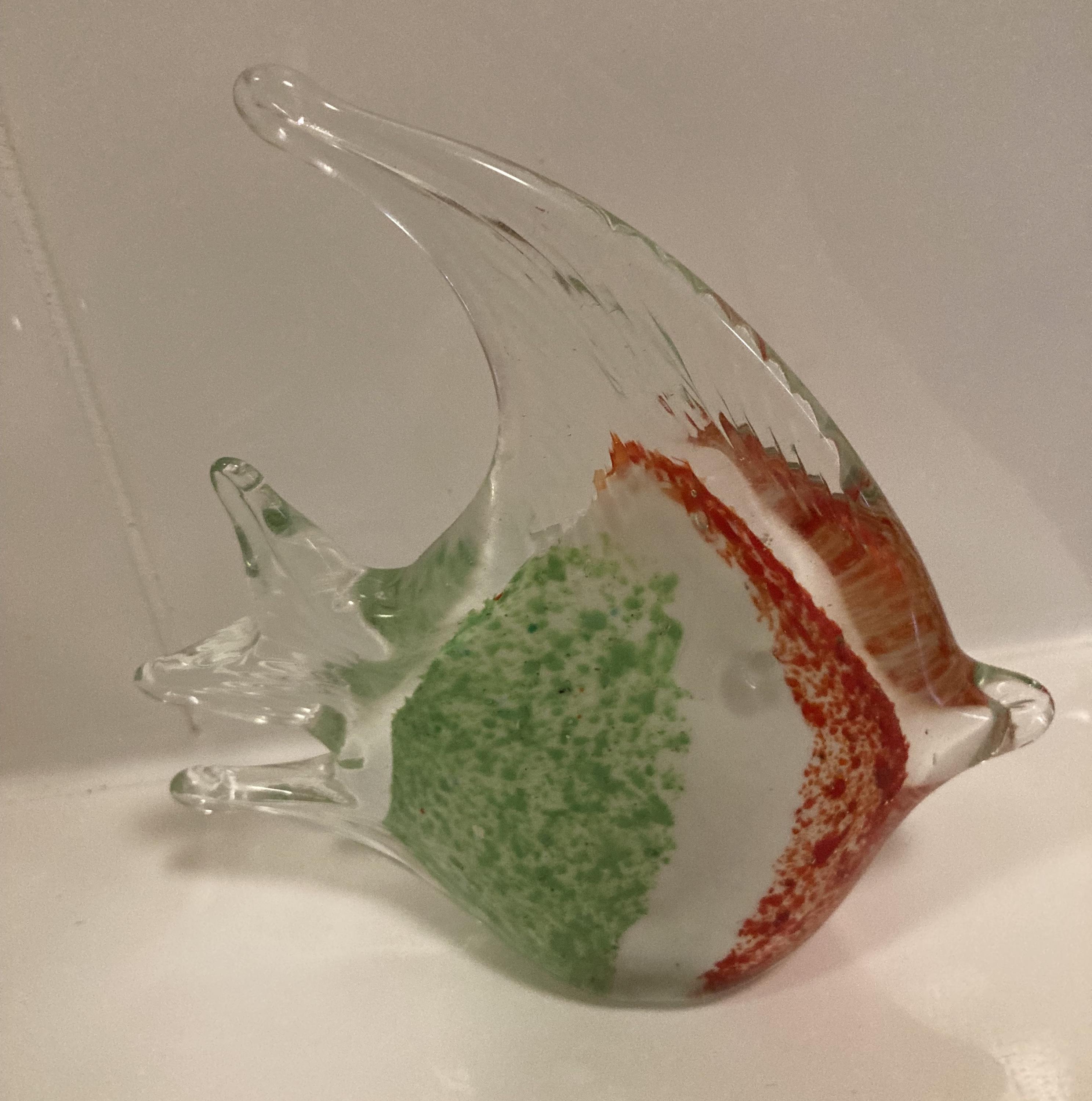 Vintage Coloured Art Glass Angel Fish Paperweight Figurine. Clear ...