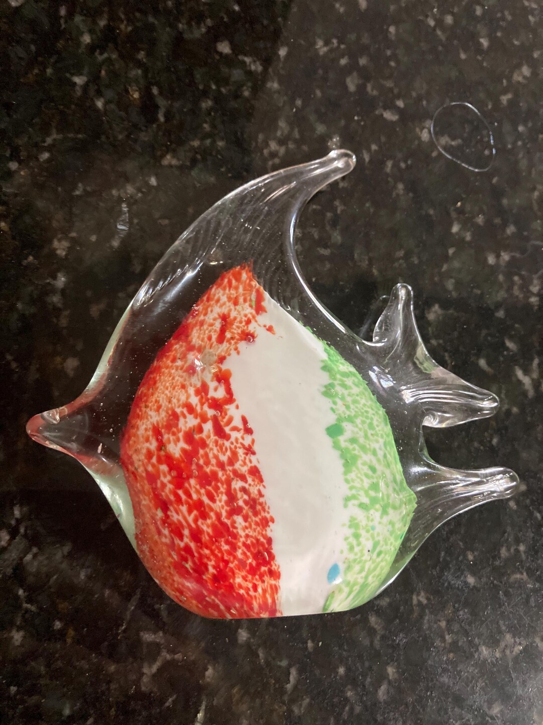 Vintage Coloured Art Glass Angel Fish Paperweight Figurine. Clear ...